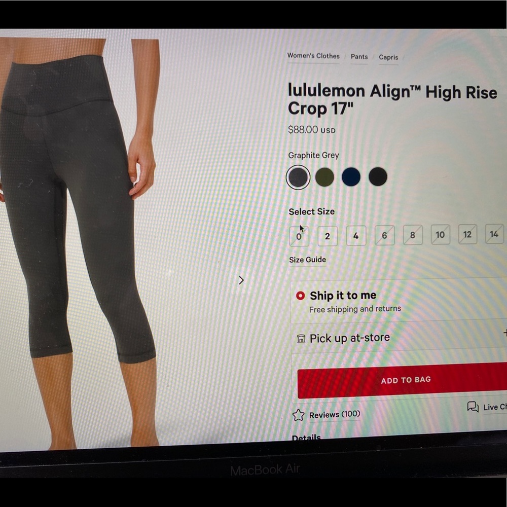 lululemon Align™ High Rise Crop 17" Leggings - Graphite Grey